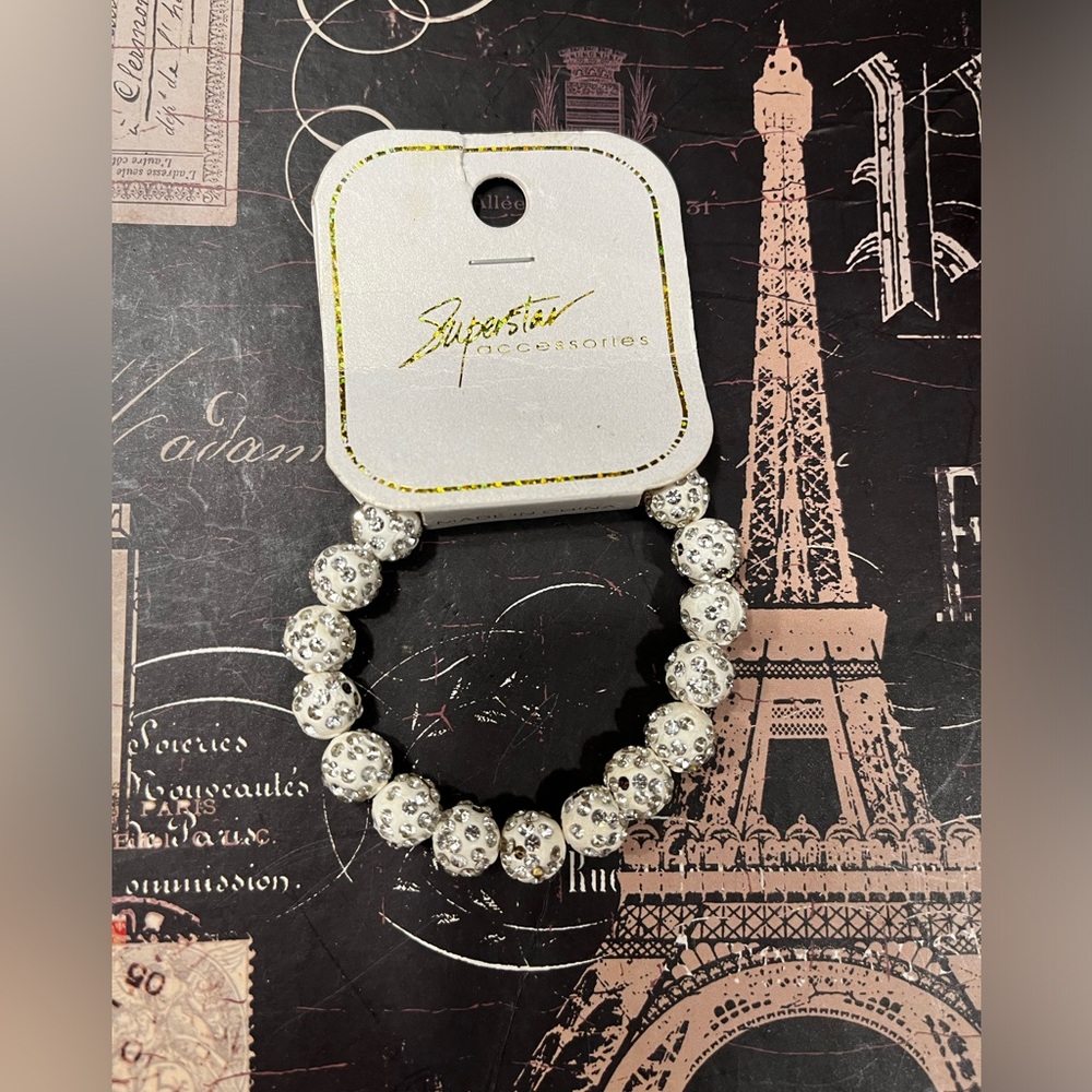 NWT White shambala bead bracelet